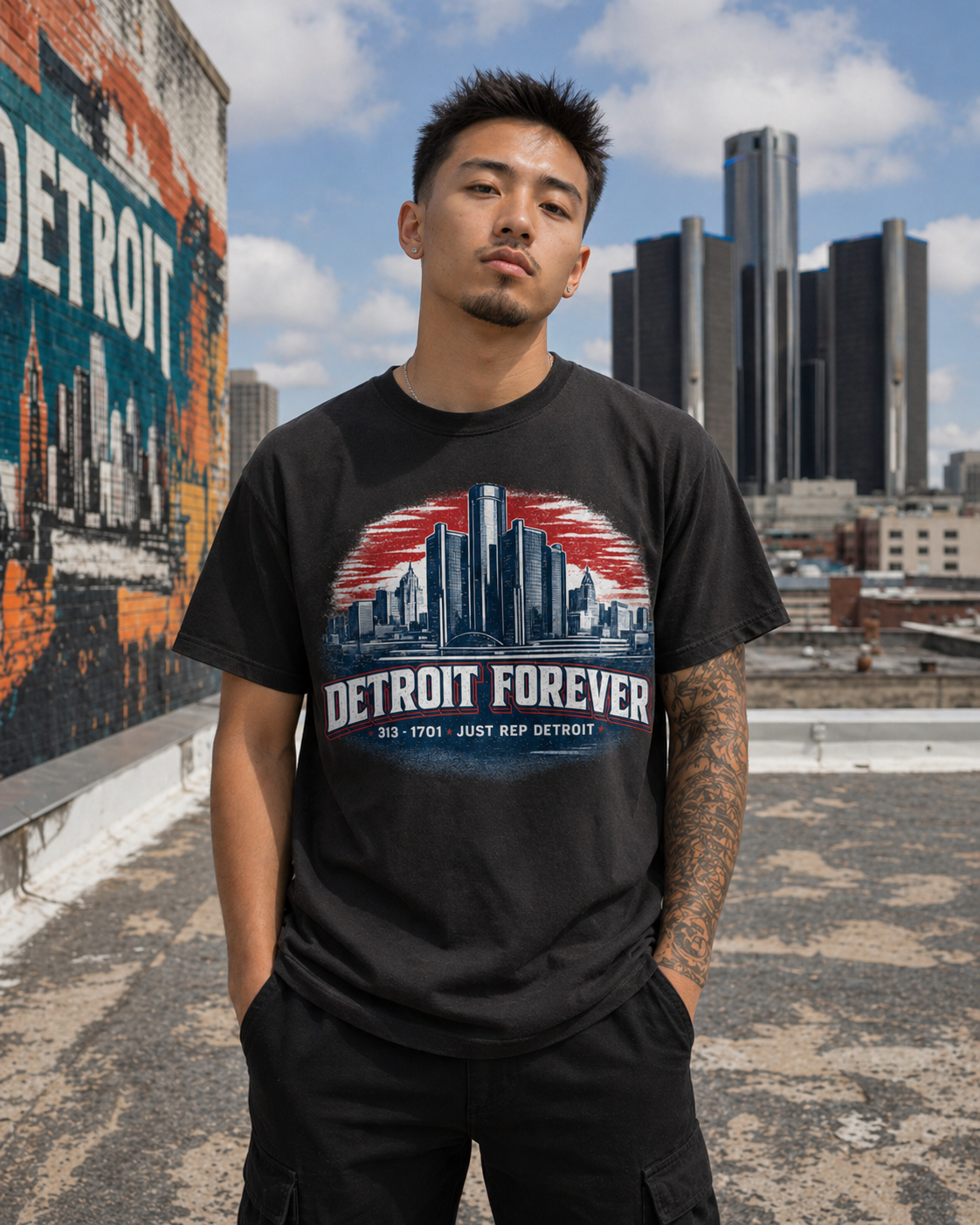 Detroit Forever Skyline Sunset