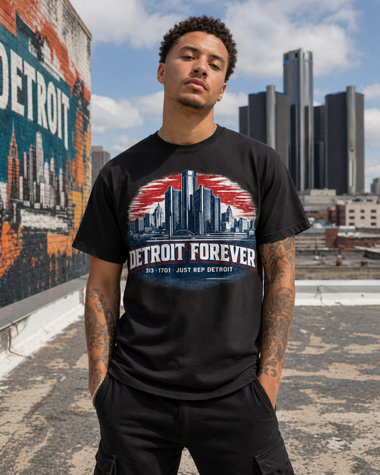 Detroit Forever Skyline Sunset