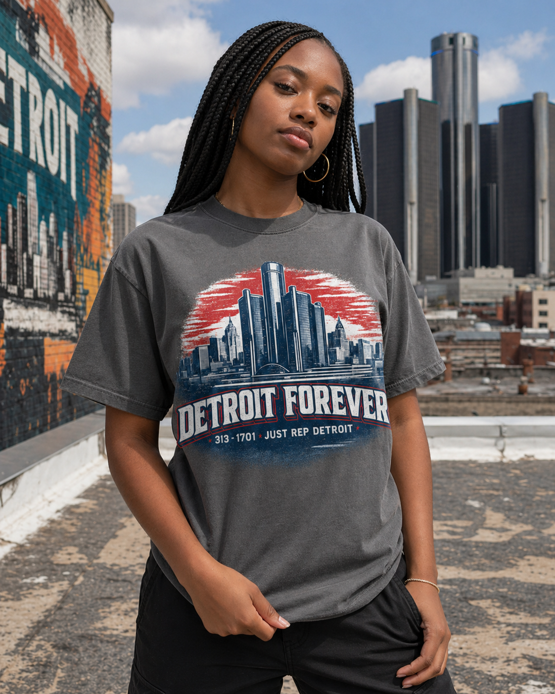 Detroit Forever Skyline Sunset