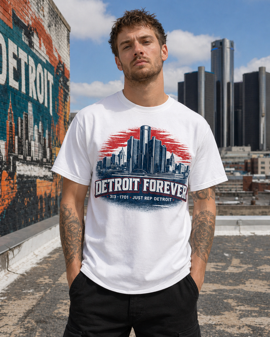 Detroit Forever Skyline Sunset